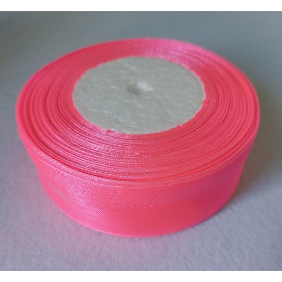 Лента капроновая однотонная ш.40мм/ цв.ярко-розовый/ 45,5м в рулоне